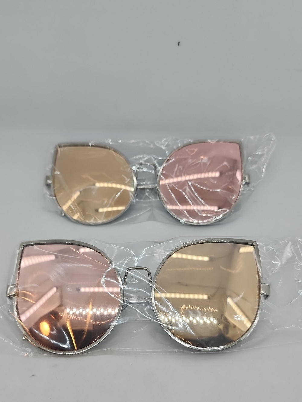 Rose Gold And Silver Metal Frame Women's Sunglasses - 2 Different Color Lenses